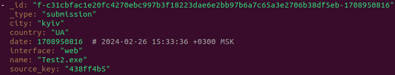 Информация о загрузке образца PhantomRAT
