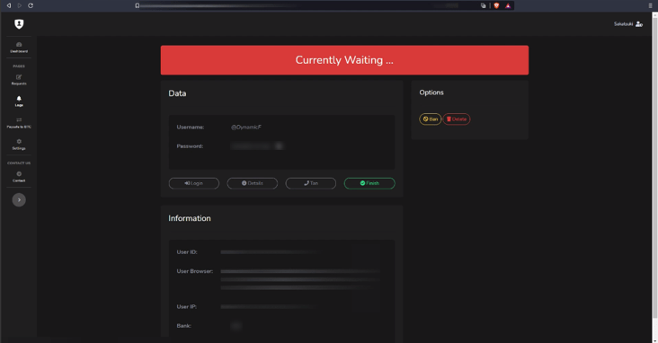 Отслеживание вводимых данных жертвой в скам панели