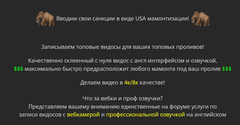 Предложение услуг по изготовлению видео